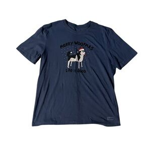 Life is Good Merry‎ Woofmas Navy Tee Medium
